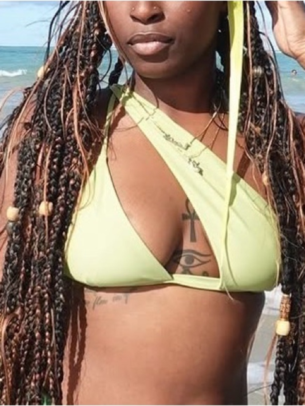 Lime Green Asymmetrical Bikini Top in Lime Green